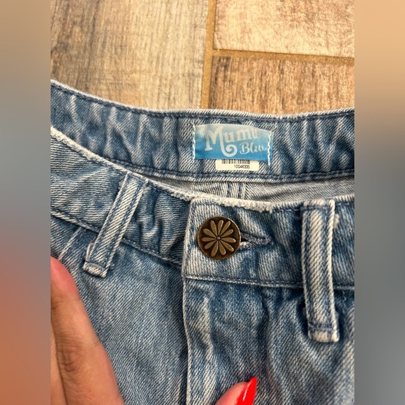 Show Me You MuMu Houston Denim Shorts 27 Blue High Waist Distressed Frayed Jean - Picture 4 of 8